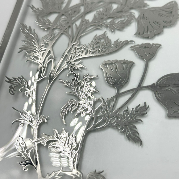 Vintage 50s Silver City Sterling Overlay Poppy Floral Serving Platter Candy Dish - Picture 6 of 13